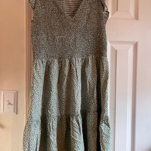 LOFT Green Polka Dot Dress